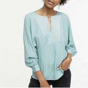 J crew blue satin crepe blouse size XXS new
